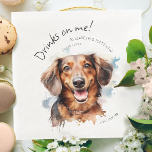 Serviette En Papier Boissons Offertes Par Moi Dachshund Aquarelle Amus