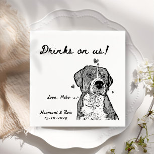 Serviette En Papier Boissons Offertes Personnalisé Chien Simple Mariag
