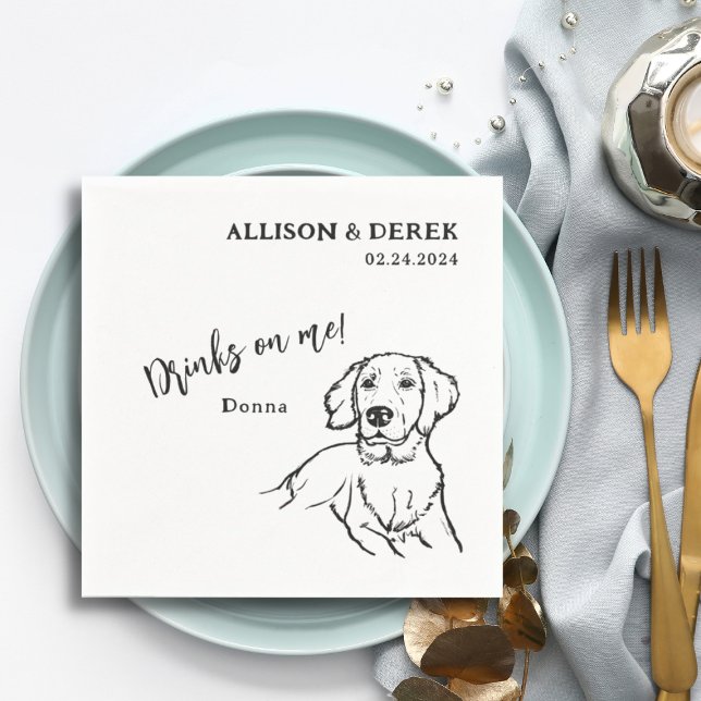 Serviette En Papier Boissons simples sur moi Golden Retriever Mariage  (Créateur téléchargé)