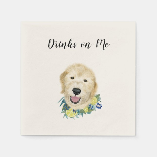 Serviette En Papier Boissons sur mes serviettes (Golden Doodle) (Devant)
