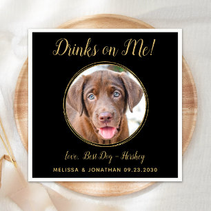 Serviette En Papier Boissons sur moi Black Gold Mariage Pet Chien phot