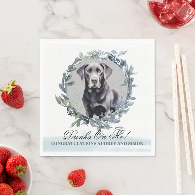 Serviette En Papier Boissons sur moi ! Chien Black Lab mariage animal  (En situation)