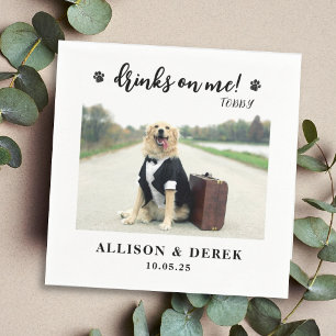 Serviette En Papier Boissons sur moi   Cute Modèle chien photo Mariage