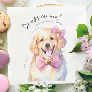 Serviette En Papier Boissons Sur Moi Goldie Watercolor Fun Chien Anima