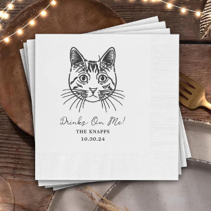 Serviette En Papier Boissons Sur Moi Mariage Dessin De Chat Personnali