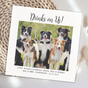 Serviette En Papier Boissons sur nous mignon Modèle Chat Chien Photo M