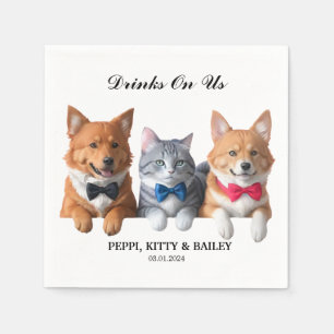 Serviette En Papier Boissons Sur Nous Photo Fun Chien Chat Mariage ani