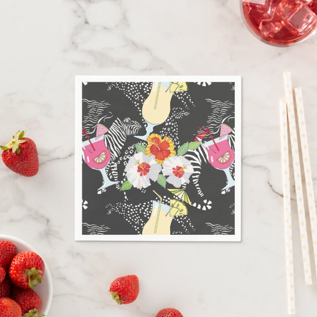 Serviette En Papier Boissons Tropicales Avec Animaux (En situation)
