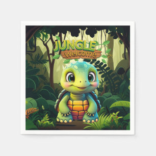 Serviette En Papier Boîte de bienvenue Tortue Jungle Amusante Faune To