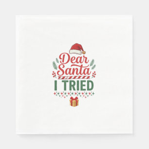 Serviette En Papier Boîte de Présent Chapeau de Noël Dear Santa Tried
