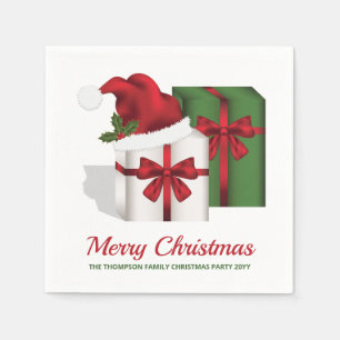 Serviette En Papier Boîtes Cadeaux Blanches Et Vertes Avec Texte Perso