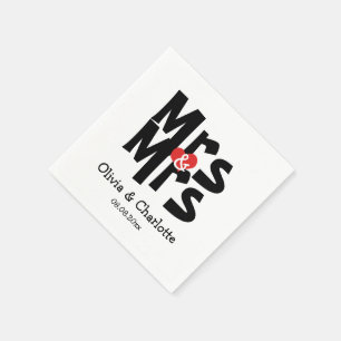 Serviette En Papier Bold Mme et Mme Modern Lesbian Mariage