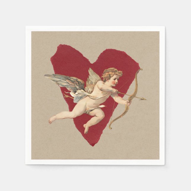 Serviette En Papier Bold Romance Classics Red Heart Angel Bow & Arrow  (Devant)