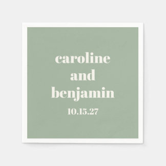 Serviette En Papier Bold Sage Green Chic Mariage moderne Personnalisé