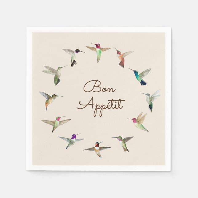 Serviette En Papier Bon Appétit California Hummingbirds (Devant)