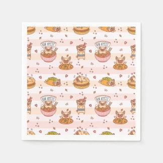 Serviette En Papier Bon Appetit Carlin Avec Nourriture Ramen Sushi