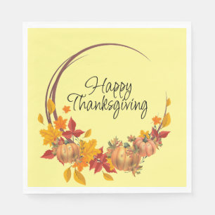 Serviette En Papier BON THANKSGIVING Automne laisse Citrouille Wreath