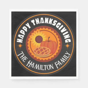 Serviette En Papier Bon thanksgiving avec nom de famille (modifiable)