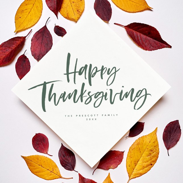 Serviette En Papier Bon thanksgiving chasseur de pinceau vert (Créateur téléchargé)