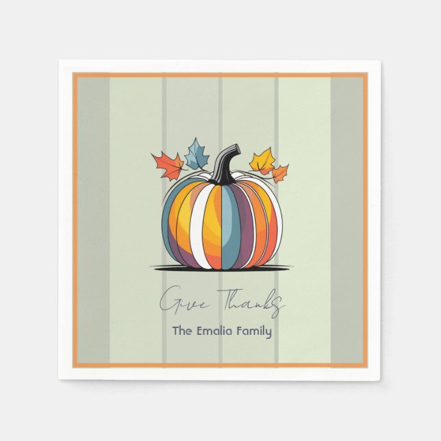 Serviette En Papier Bon thanksgiving Citrouille (Devant)