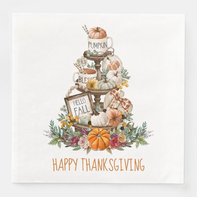 Serviette En Papier Bon thanksgiving Citrouille rustique d'automne (Devant)