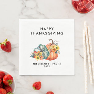 Serviette En Papier bon thanksgiving citrouille simple aquarelle