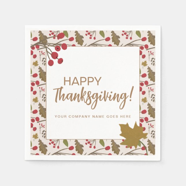 Serviette En Papier Bon thanksgiving de la société Fall Leaves (Devant)