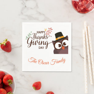 Serviette En Papier Bon thanksgiving dîner chouette chouette Papier Na