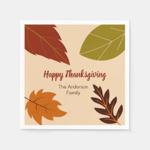 Serviette En Papier Bon thanksgiving Fall Leaves et votre nom