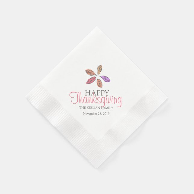 Serviette En Papier Bon thanksgiving feuilles rose violet gris serviet (Coin)