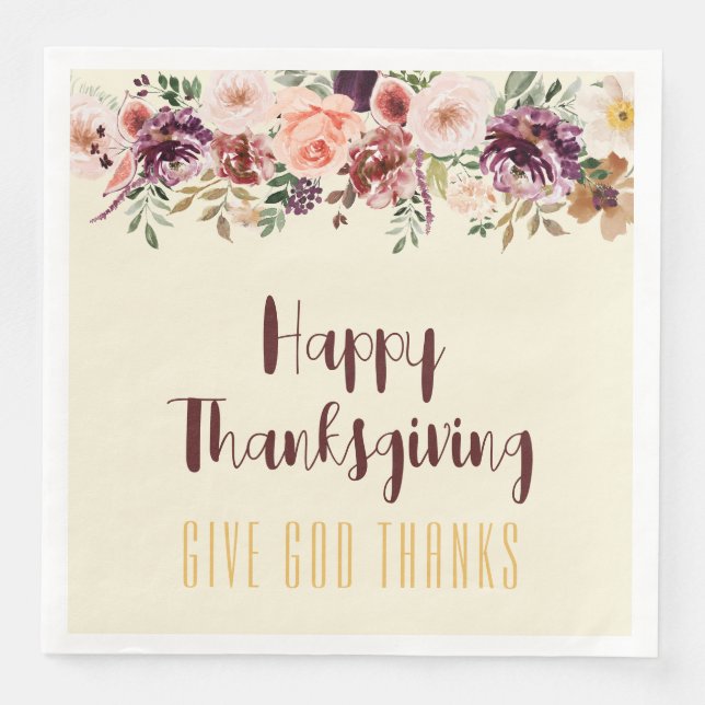 Serviette En Papier Bon thanksgiving Fleurs et Figues d'automne (Devant)