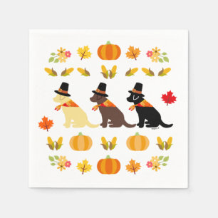 Serviette En Papier Bon thanksgiving Labrador Silhouette Blanc