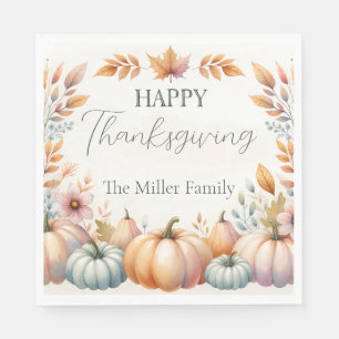 Serviette En Papier Bon thanksgiving Pastel Citrouilles, Personnalisé