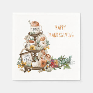 Serviette En Papier Bon thanksgiving rustique Citrouille Carré d'autom