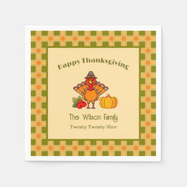 Serviette En Papier Bon thanksgiving Turquie Citrouille En vichy Motif