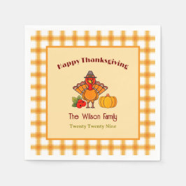 Serviette En Papier Bon thanksgiving Turquie Citrouille En vichy Motif