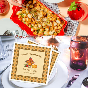 Serviette En Papier Bon thanksgiving Turquie Citrouille En vichy Motif