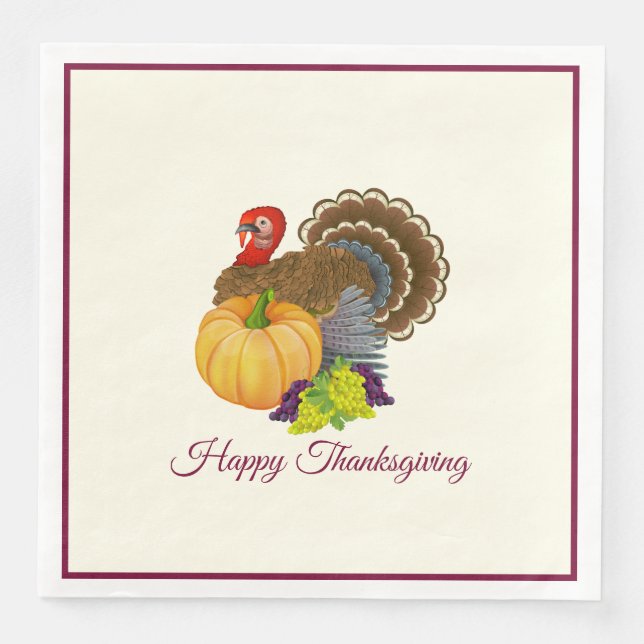 Serviette En Papier Bon thanksgiving Turquie Parti des raisins Citroui (Devant)