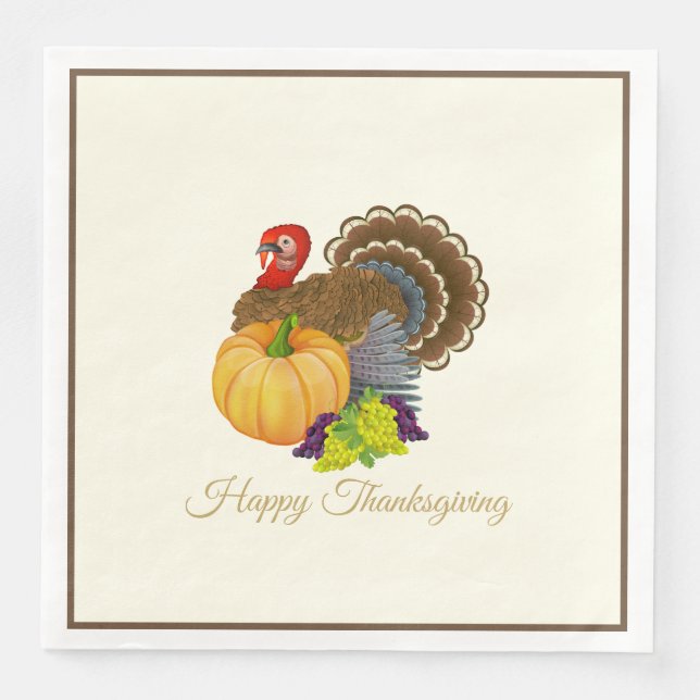 Serviette En Papier Bon thanksgiving Turquie Parti des raisins Citroui (Devant)