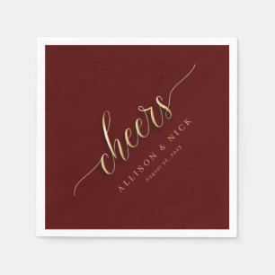 Serviette En Papier Bonbons Bourgogne et or Mariage serviettes