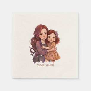 Serviette En Papier Bond adorable maman et fille (11)