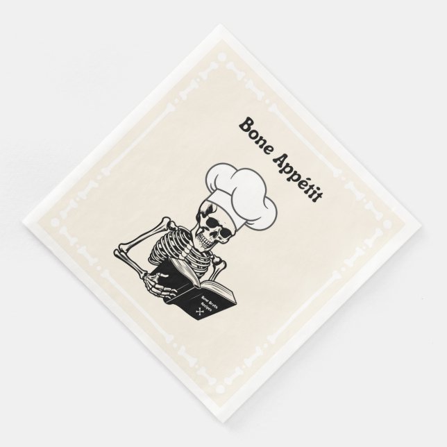 Serviette En Papier Bone Appétit Halloween Squelette Dîner Naples (Coin)