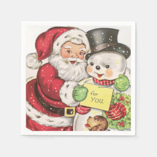 Serviette En Papier bonhomme de neige de Noël rétro