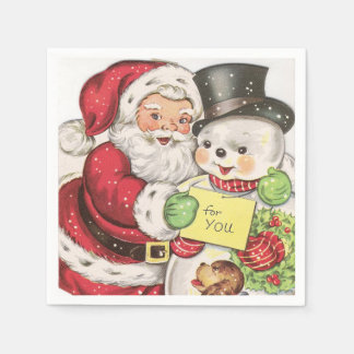 Serviette En Papier bonhomme de neige de Noël rétro