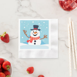 Serviette en papier bonhomme de neige pour fête de