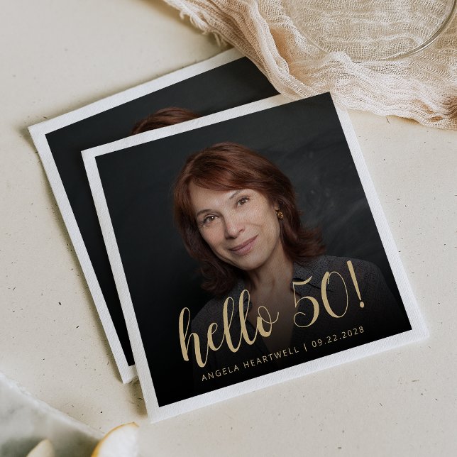 Serviette En Papier Bonjour 50 Cinquantième anniversaire de la fête Ph (Créateur téléchargé)