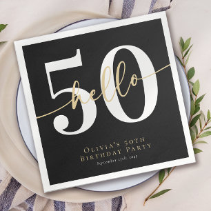 Serviette En Papier Bonjour 50 Cinquantième fête d'anniversaire