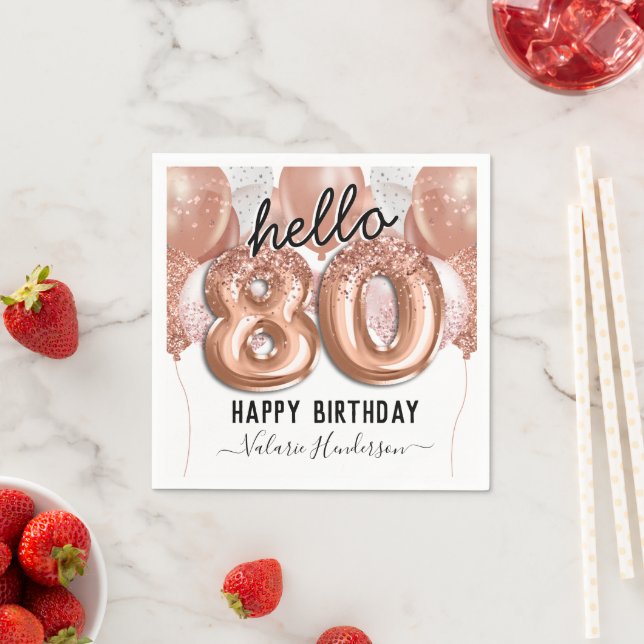 Serviette En Papier Bonjour 80 Parties scintillant roses Balloons d'an (En situation)