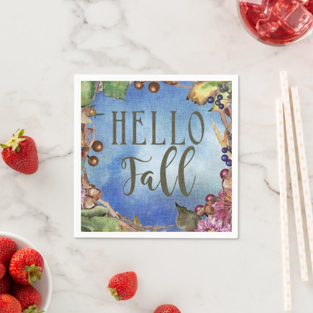 Serviette En Papier Bonjour automne (En situation)