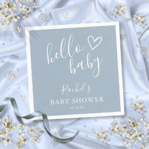 Serviette En Papier Bonjour Baby shower Dusty Bleu Bébé Garçon mignon 